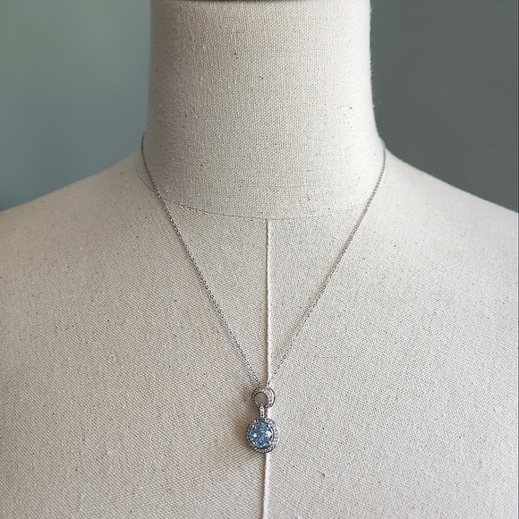 NWT Ryze Glacier Blue Ice Cubic Zirconia .925 Sterling Silver 18" Necklace - Picture 6 of 10